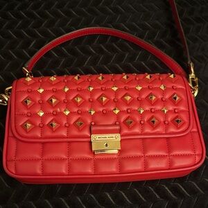 Michael Kors Red Studded Shoulder Bag